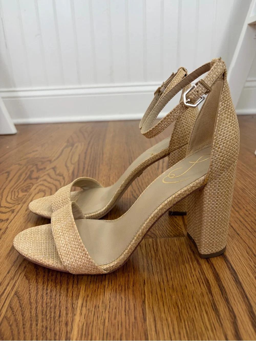 Sam Edelman Yaro Block Heel Sandal in Natural Raffia (9.5)